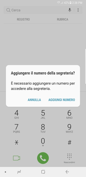 Se la segreteria telefonica non è configurata, seleziona AGGIUNGI NUMERO
