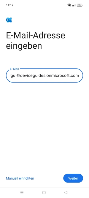 Geben Sie Ihre E-Mail-Adresse ein und wählen Sie Manuell einrichten