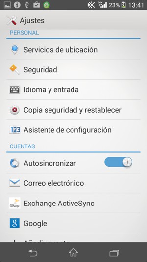 Seleccione Seguridad