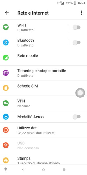 Seleziona Reti cellulari / Rete mobile