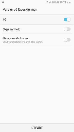Velg ønsket alternativ og velg UTFØRT