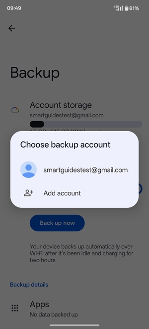 Select your backup account