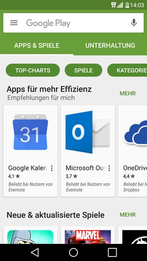 Wählen Sie die Suchleiste