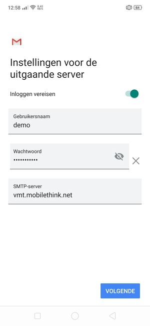 Voer Uitgaand serveradres in