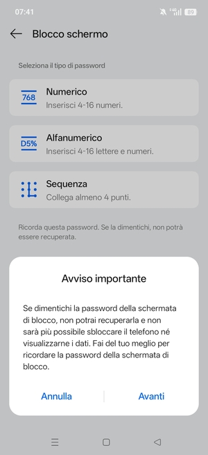 Seleziona Avanti