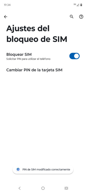 Su PIN de SIM ha sido cambiado