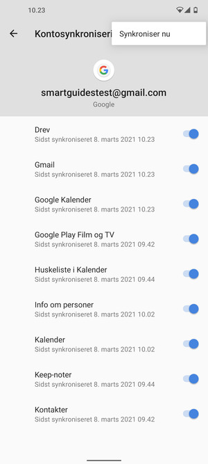 Vælg Synkroniser nu