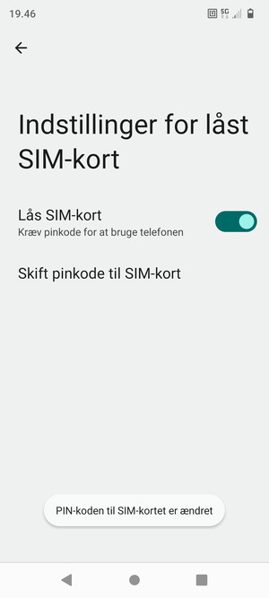 Din Pinkode til SIM-kort er nu ændret