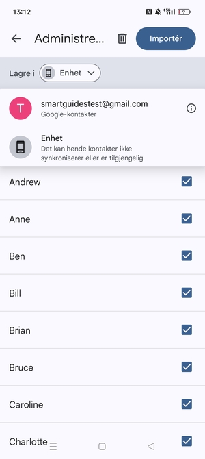 Velg din Google-konto