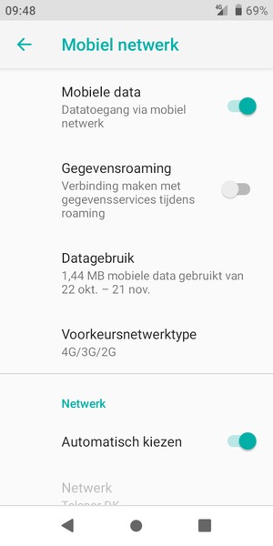 Selecteer Voorkeursnetwerktype