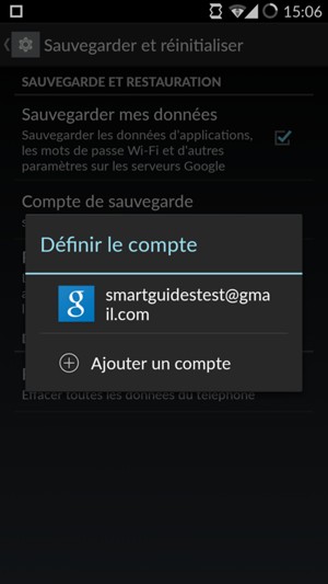 Sélectionnez votre compte de sauvegarde
