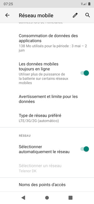 Faites défiler et sélectionnez Noms des points d'accès