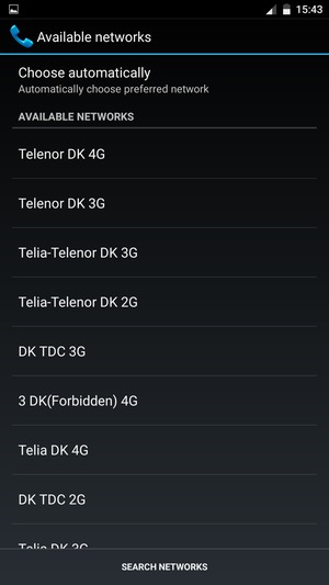 Select a network operator from the list