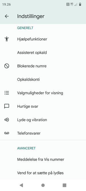 Scroll til og vælg Telefonsvarer