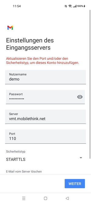 Wählen Sie Sicherheitstyp