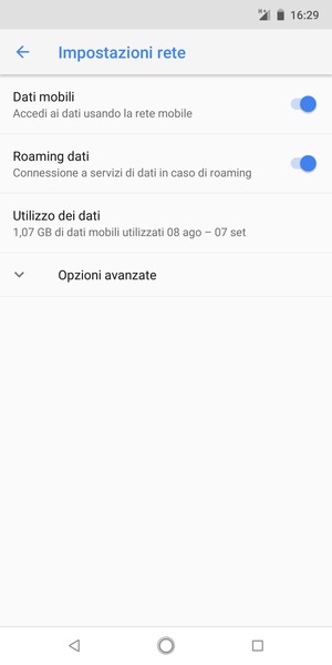 Attiva o disattiva Roaming dati