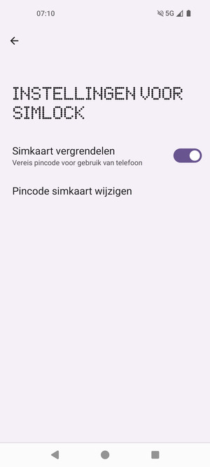Selecteer Pincode simkaart wijzigen