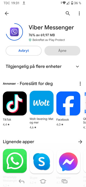 Vent til installasjonen er ferdig
