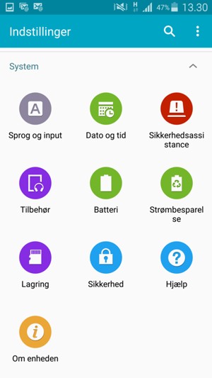 Scroll til og vælg Sikkerhed