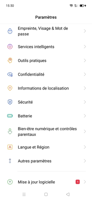 Faites défiler et sélectionnez Sécurité