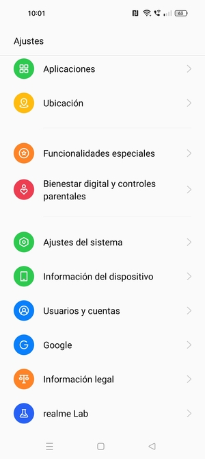 Desplácese y seleccione Información del dispositivo