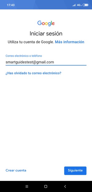 Introduzca su dirección de Gmail y seleccione Siguiente