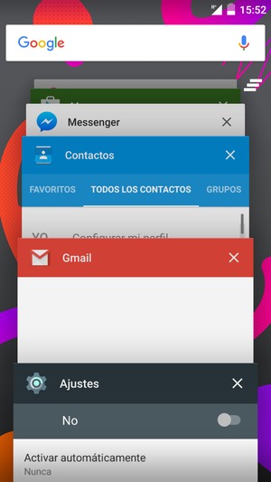 Deslice las aplicaciones a la derecha para cerrarlas