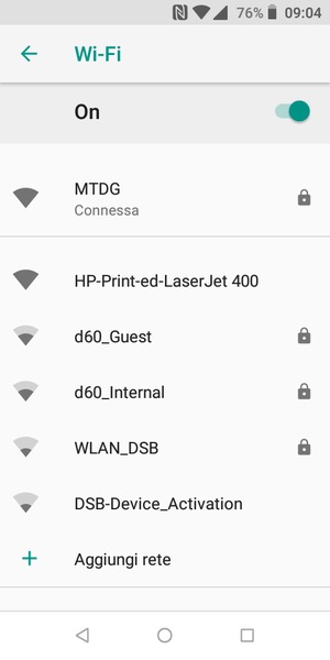 Ora sei connesso alla rete Wi-Fi