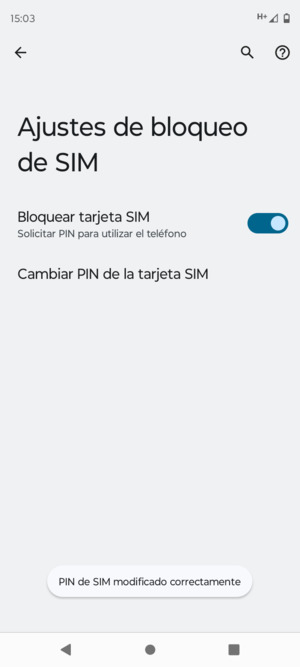 Su PIN de SIM ha sido cambiado