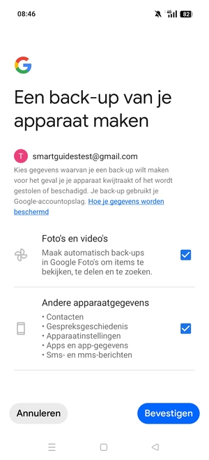 Selecteer uw voorkeursopties en selecteer Bevestigen
