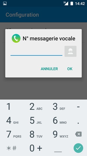 Saisissez le Nº messagerie vocale et sélectionnez OK