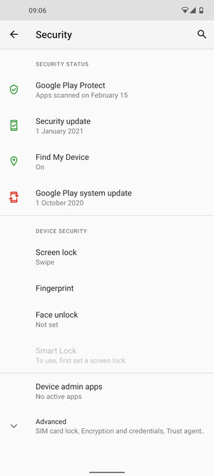 To activate your screen lock, select Screen lock