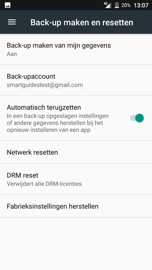 Selecteer Back-upaccount