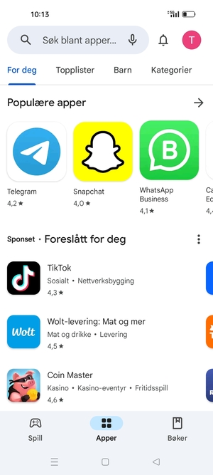 Velg søkefelt