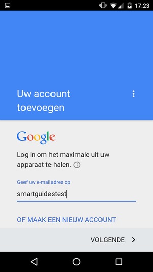 Voer uw Gmail adres in en selecteer VOLGENDE