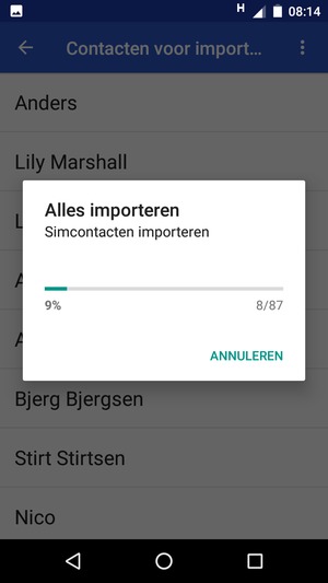Uw contactpersonen worden nu toegevoegd naar uw Motorola