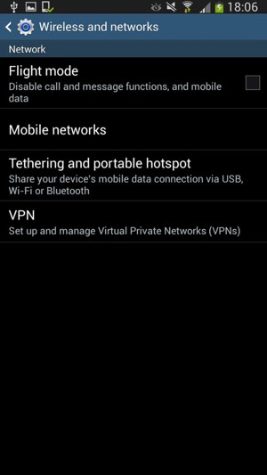 Select Tethering and portable hotspot
