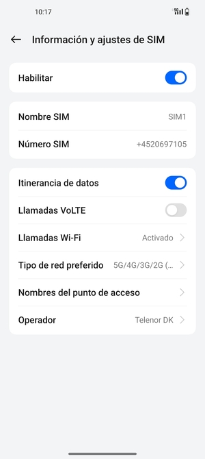Activar o desactivar Itinerancia de datos
