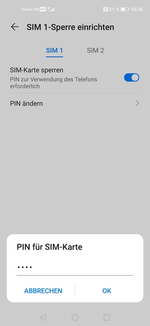 Bestätigen Sie Ihre neue PIN für SIM-Karte und wählen Sie OK