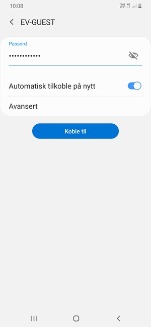Skriv inn Wi-Fi-passord og velg Koble til