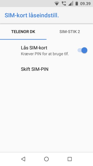 Vælg Public og Skift SIM-PIN