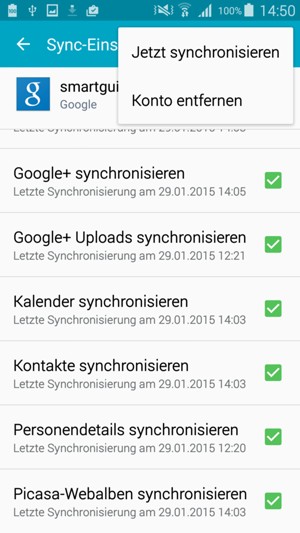 Wählen Sie Jetzt synchronisieren