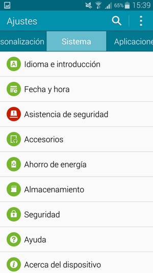 Desplácese y seleccione Sistema, luego seleccione Seguridad