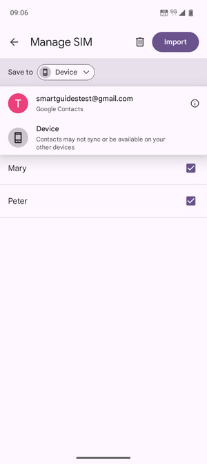 Select your Google account