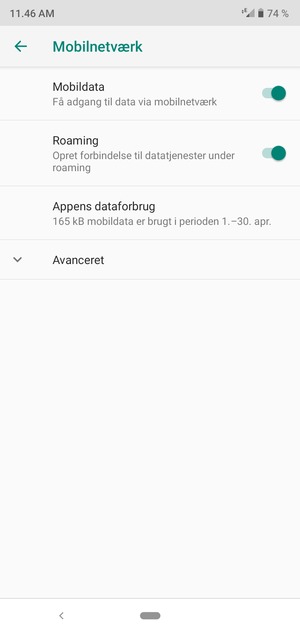Slå Roaming til eller fra