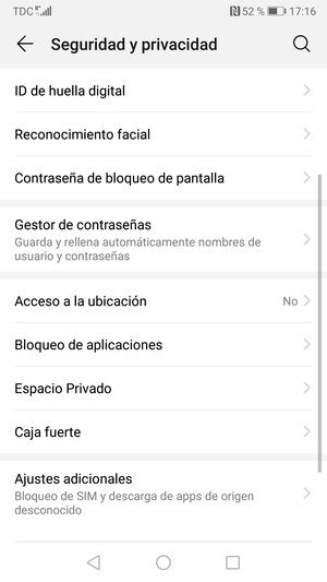 Desplácese y seleccione Ajustes adicionales