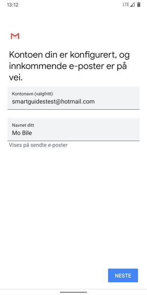 Gi kontoen din et navn, og skriv inn navnet ditt. Velg NESTE