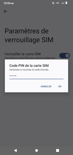 Veuillez confirmer votre nouveau code PIN de la carte SIM et sélectionner OK