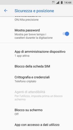 Scorri e seleziona Blocco della scheda SIM
