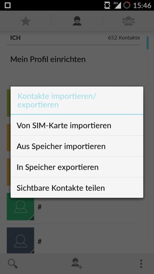 Wählen Sie Von SIM-Karte importieren